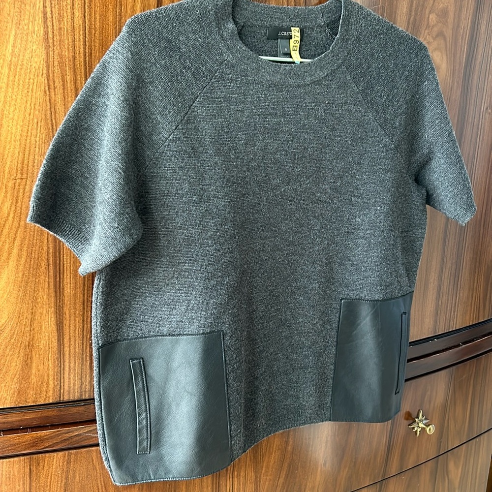 J crew sweater with leather pockets